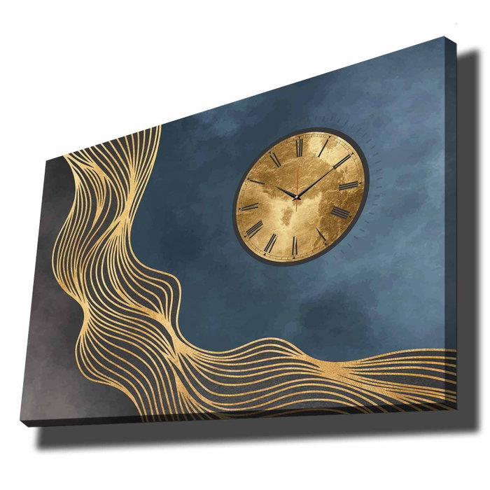 Wallity Reloj de Pared Decorativo de Lienzo 70100CS-026 70x100 cm, Lienzo y Madera, Tonos Neutros